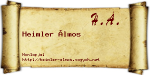 Heimler Álmos névjegykártya